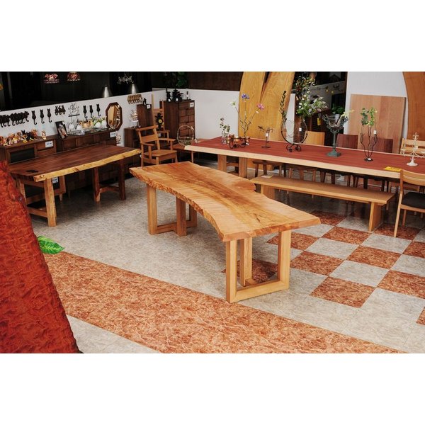 一枚板テーブル 兼用脚付 楓 カエデ 252cm リビングテーブル 手作り