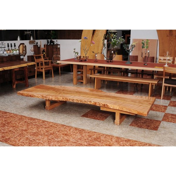 一枚板テーブル 兼用脚付 楓 カエデ 252cm リビングテーブル 手作り