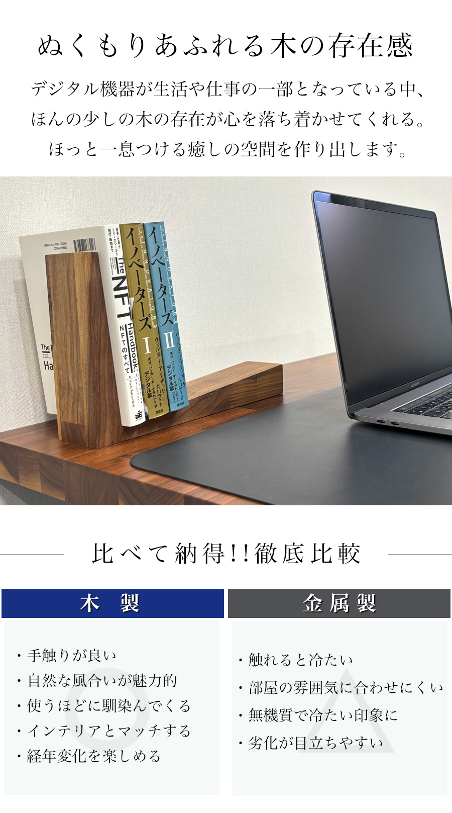 ブックスタンド 木製 卓上 ブックエンド 本立て 卓上本棚 倒れない