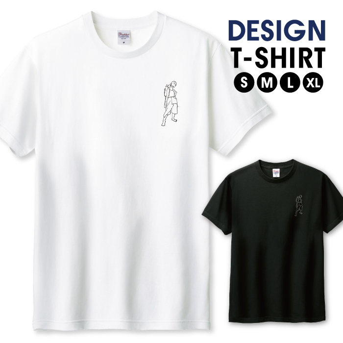 Tシャツ メンズ ユニセックス ホワイト ブラック ゆる ガール イラスト