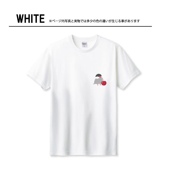 Tシャツ メンズ ユニセックス ホワイト ブラック 文鳥 キャラクター 桜