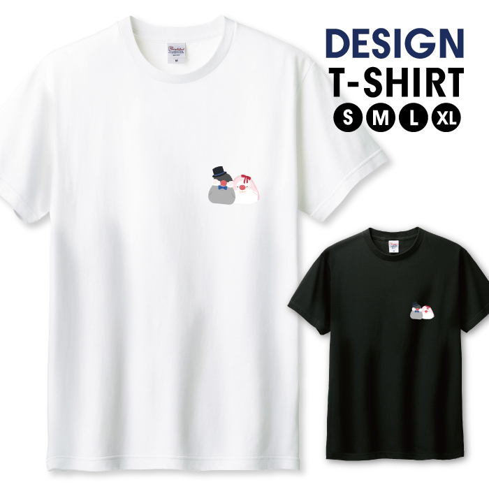 Tシャツ メンズ ユニセックス ホワイト ブラック 文鳥 キャラクター 桜