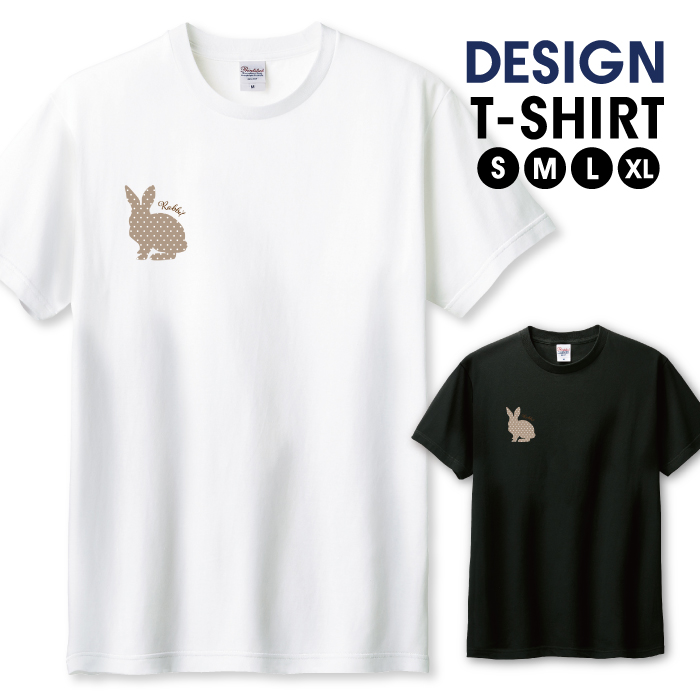 Tシャツ メンズ ユニセックス ホワイト ブラック うさぎ ウサギ 水玉