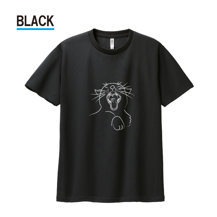 Tシャツ ドライTシャツ 速乾 吸汗 スポーツ ホワイト ブラック ネコ