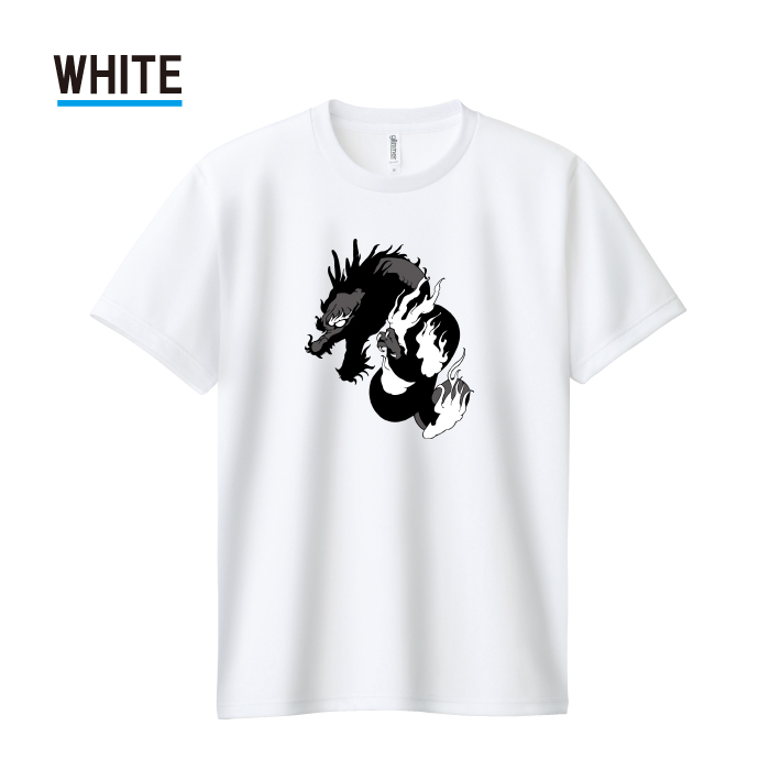 Tシャツ ドライTシャツ 速乾 吸汗 スポーツ ホワイト ブラック 龍