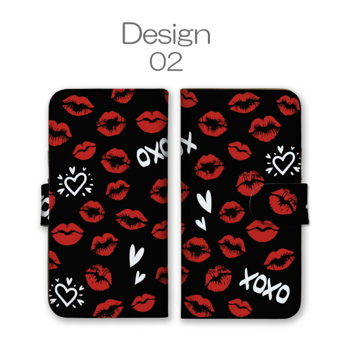 iPhone 16 ケース 手帳型 カバー キスマーク キス クチビル リップ
