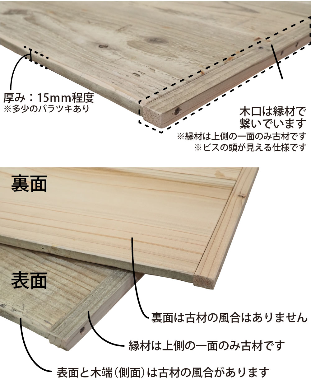 足場板古材ハーフ｜軽くて使いやすい15mm厚｜棚板・撮影背景・キャンプ