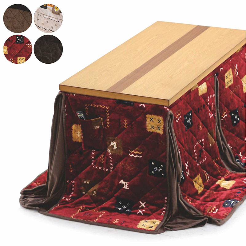 こたつテーブル ハイタイプ 長方形 120 こたつ布団 2点セット 高さ調整