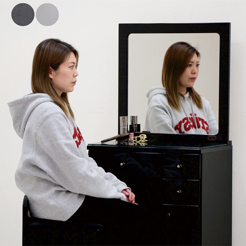 ドレッサー 化粧台 鏡台 デスク おしゃれ 一面鏡 収納 幅60 白 黒