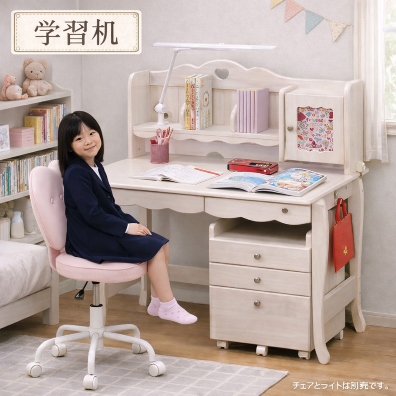 学習机 3点セット（デスク・上棚・ワゴン）ピンク×ハートが可愛いデザイン 楽天市場】学習机 3点セット コンパクト おしゃれ シンプル 女の子 3D