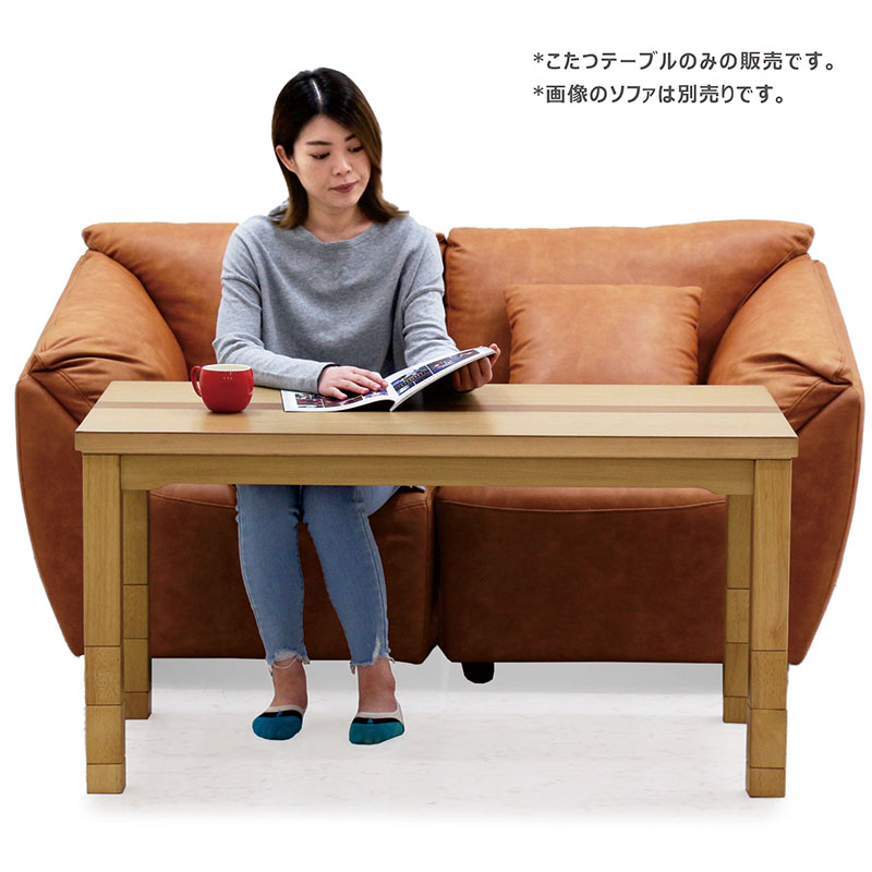 ハイタイプこたつ ロータイプ コタツテーブルのみ 幅120×60cm 栓