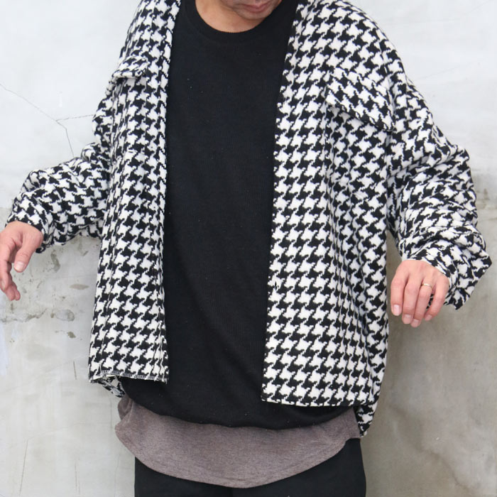 極美品✨近年 レリアン ツイー千鳥格子柄 ジャケット スタンドカラー 千鳥格子ビッグジャケット メンズ 千鳥格子ジャケット ビッグ