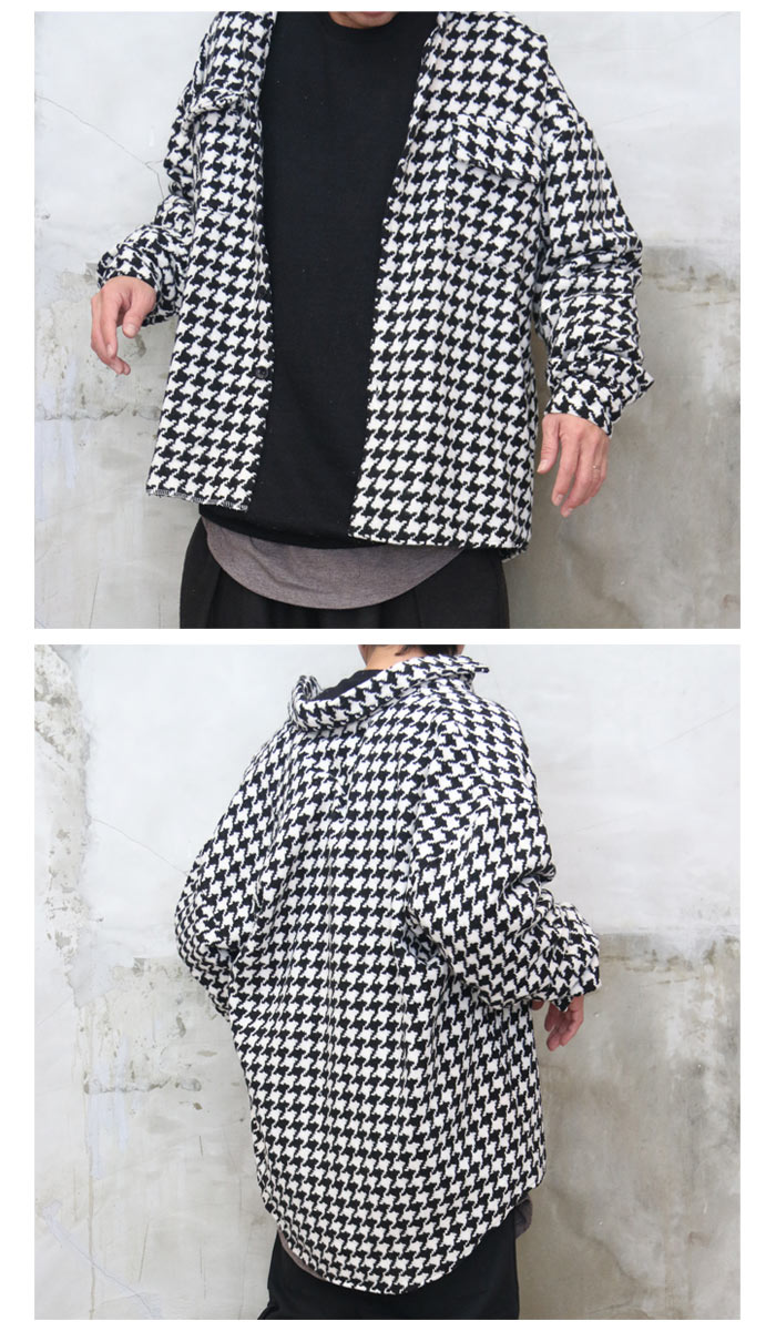 千鳥格子ビッグジャケット メンズ 千鳥格子ジャケット ビッグ