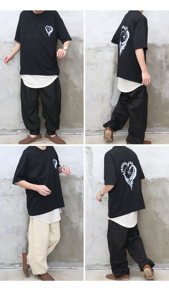 ハート柄ビッグTシャツ [M便 1/1] トップス メンズ ハート柄Tシャツ