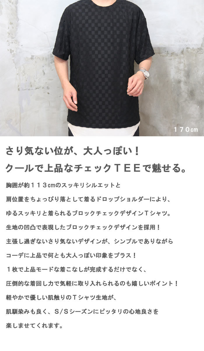 ブロックチェックTシャツ メンズ [M便 1/1] tシャツ チェック柄Tシャツ