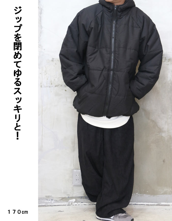 フード付き中綿ジップアップジャケット メンズ 中綿ジャケット