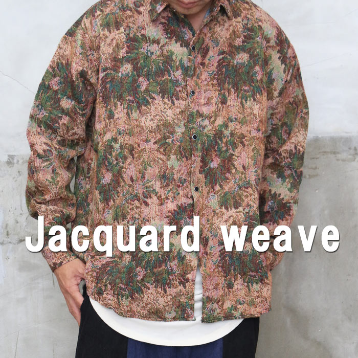 ジャガード織花柄シャツ 花柄ビッグシャツ ビッグシャツ メンズ ビッグ