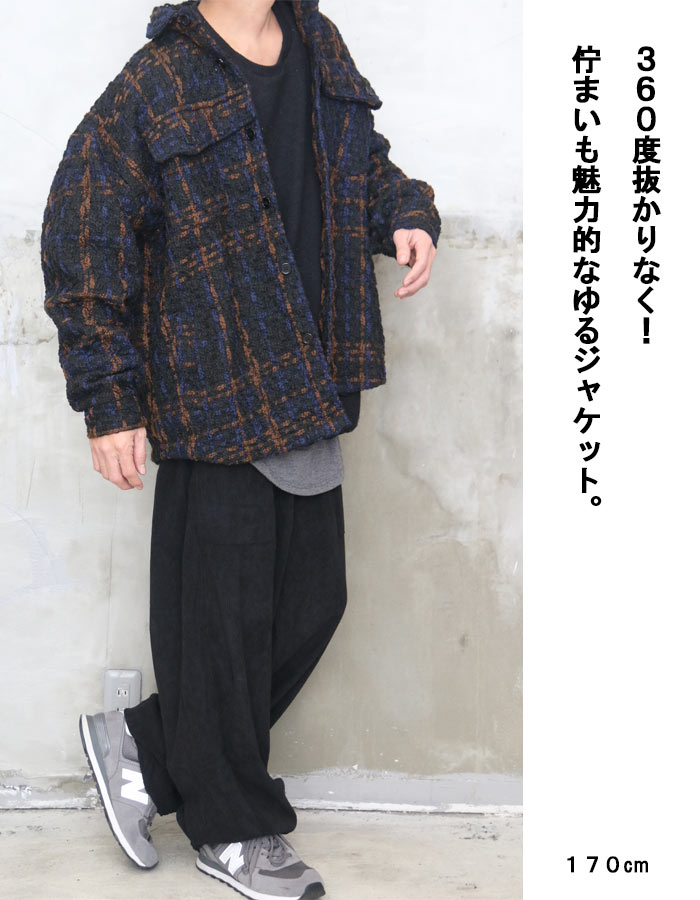 WOKE EDGE チェック柄ナイロンジャケット　M WOKE EDGE / ウォークエッジ FUR COLLAR CHECKERED DOWN JKT（ダウン