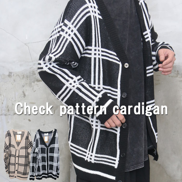 チェック柄カーディガン メンズ チェックカーデ カーディガン 長袖