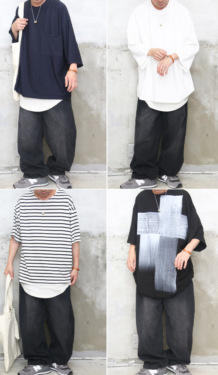 Fadepants ブラックワイドデニムパンツ Fadepants ブラックワイドデニムパンツ