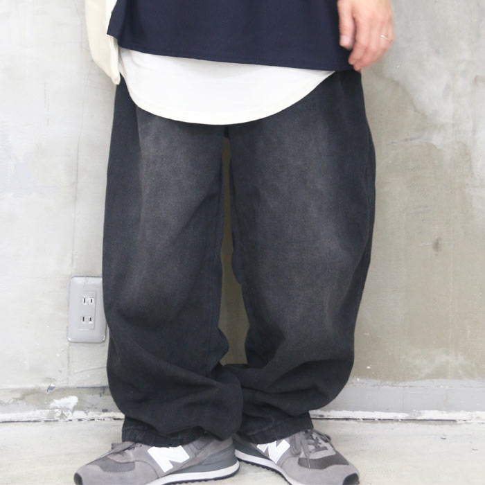 Fadepants ブラックワイドデニムパンツ セール】※※【 4size 】カットオフダメージブラックヴィンテージ