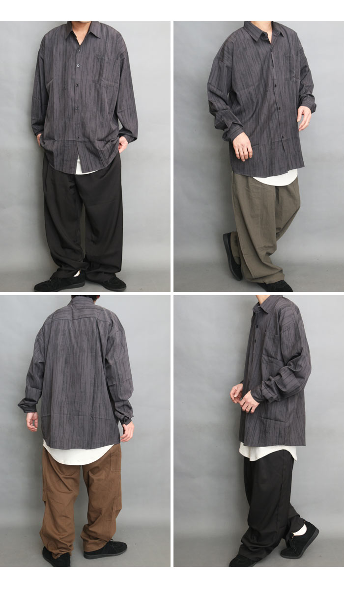 総柄ビッグシャツ メンズ [M便 1/1] 総柄シャツ ビッグシャツ 長袖