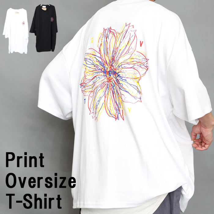 プリントビッグTシャツ メンズ [M便 1/1] プリントTシャツ 花柄Tシャツ