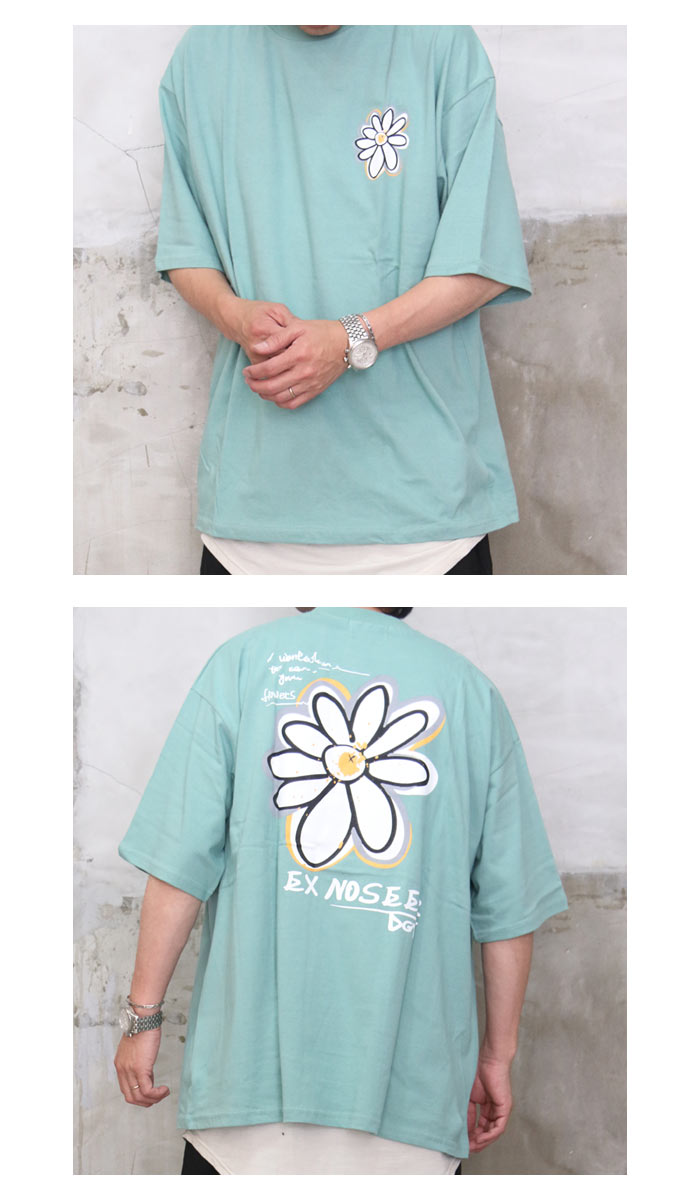 『大きく愛らしい花柄』SS!!バックプリントビッグTシャツ☆ [M便 1/1] トップス メンズ Tシャツ メンズ バック プリント