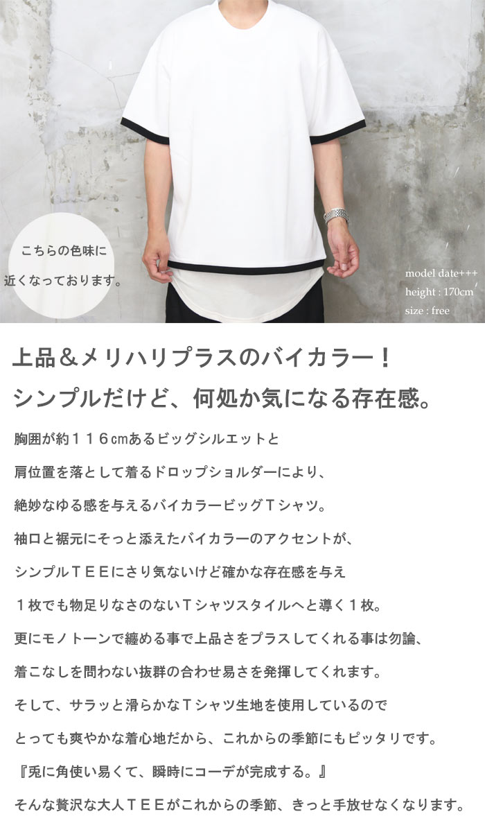 バーゲン バイカラービッグTシャツ [M便 1/1] トップス メンズ T