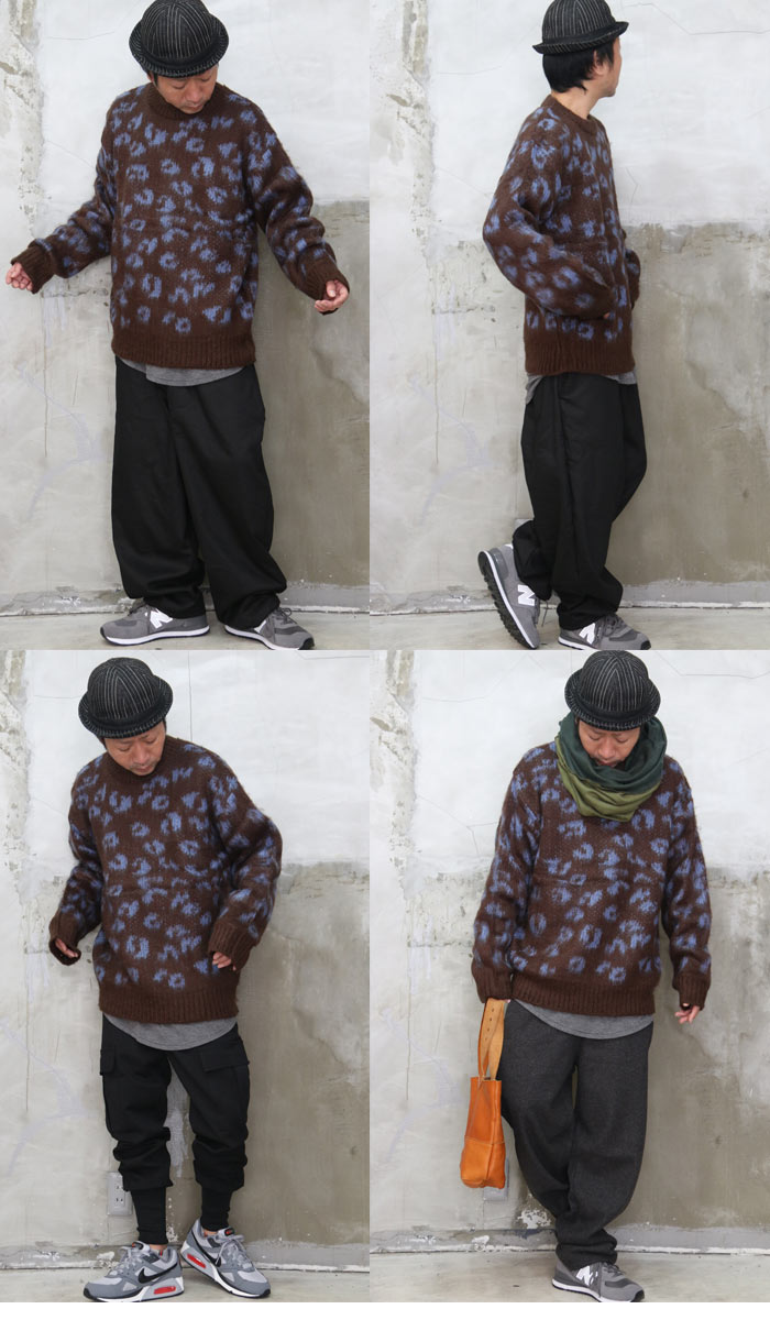 柄シャギーニット レオパード柄シャギービッグニット シャギーニット メンズ
