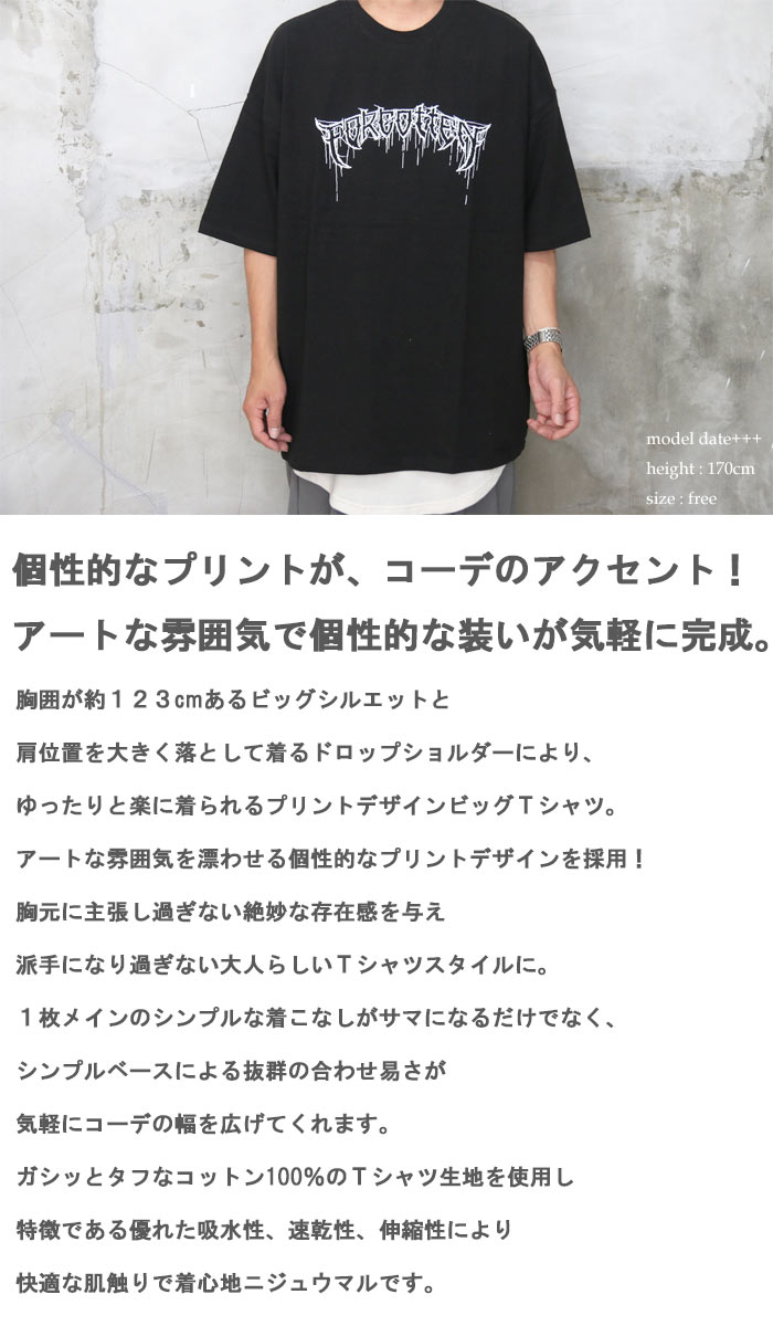 バーゲン 【送料無料】プリントデザインビッグTシャツ [M便 1/1