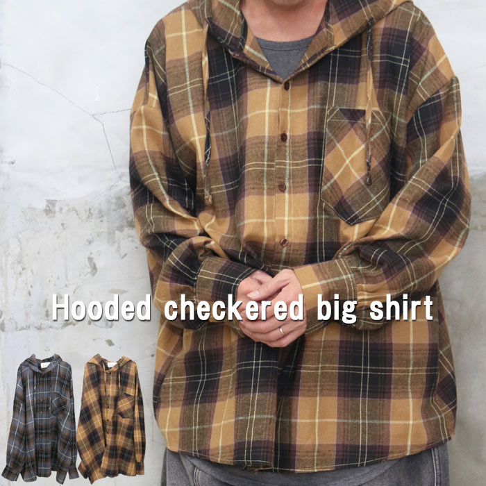 XLARGE フードチェックシャツ　USED XLARGE - エクストララージ チェック柄 長袖 フード付き シャツ