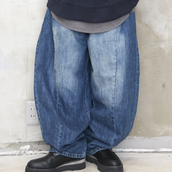 バルーンシルエット デニム ワイド カジュアルパンツ 夏 nr9885 セール】Wide balloon silhouette denim pants / ワイドバルーン