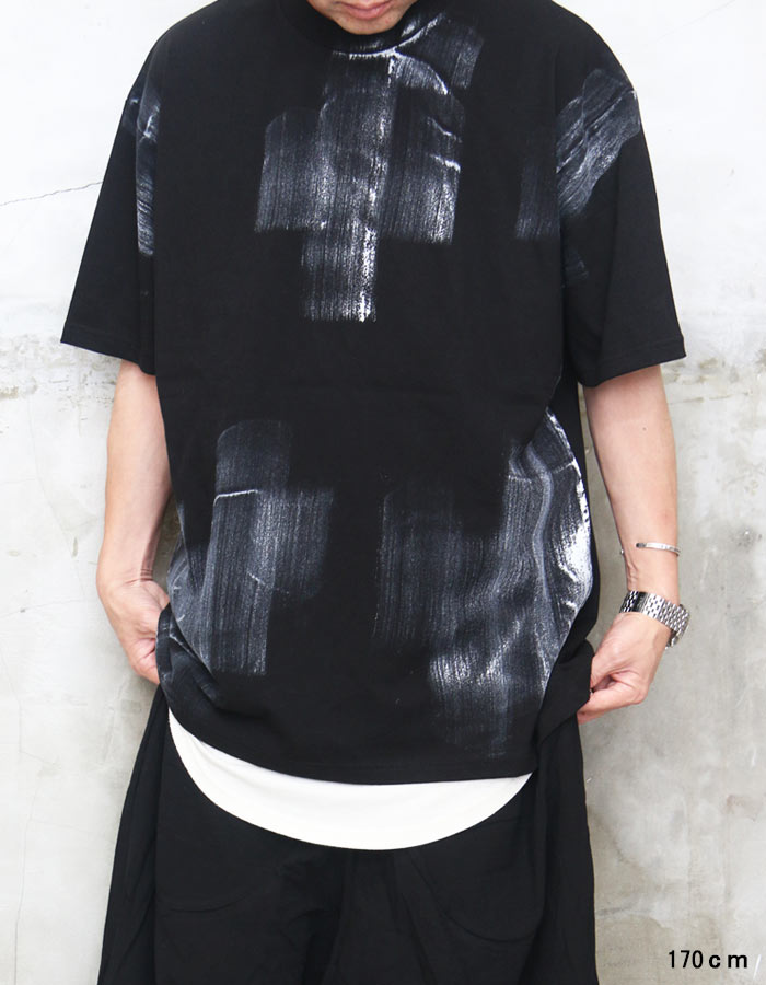 amok ペイント Tシャツ 半袖 ブラック 黒 M ペイントビッグTシャツ メンズ [M便 1/1] ペイントTシャツ ビッグT