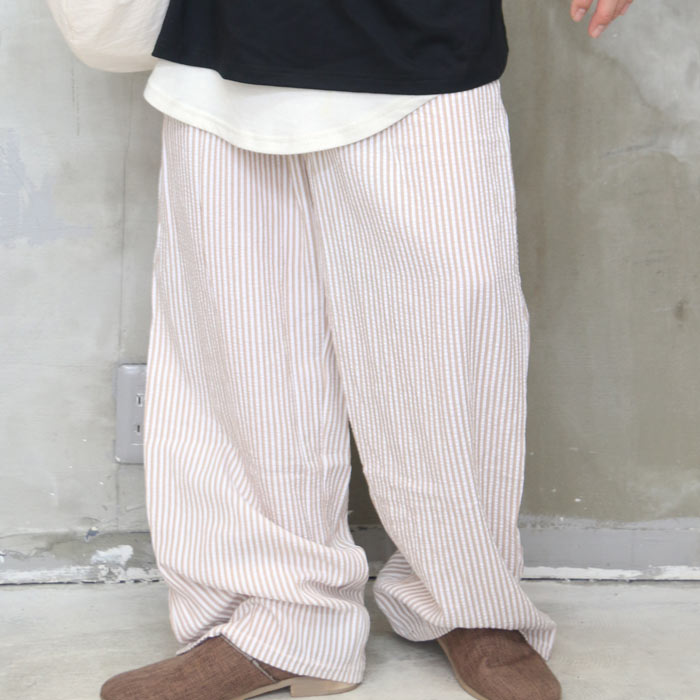 ストライプ柄ワイドパンツ メンズ [M便 1/1] ワイドパンツ ストライプ