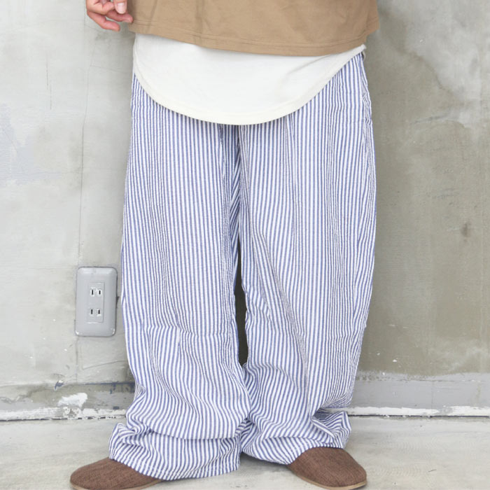 ストライプ柄ワイドパンツ メンズ [M便 1/1] ワイドパンツ ストライプ