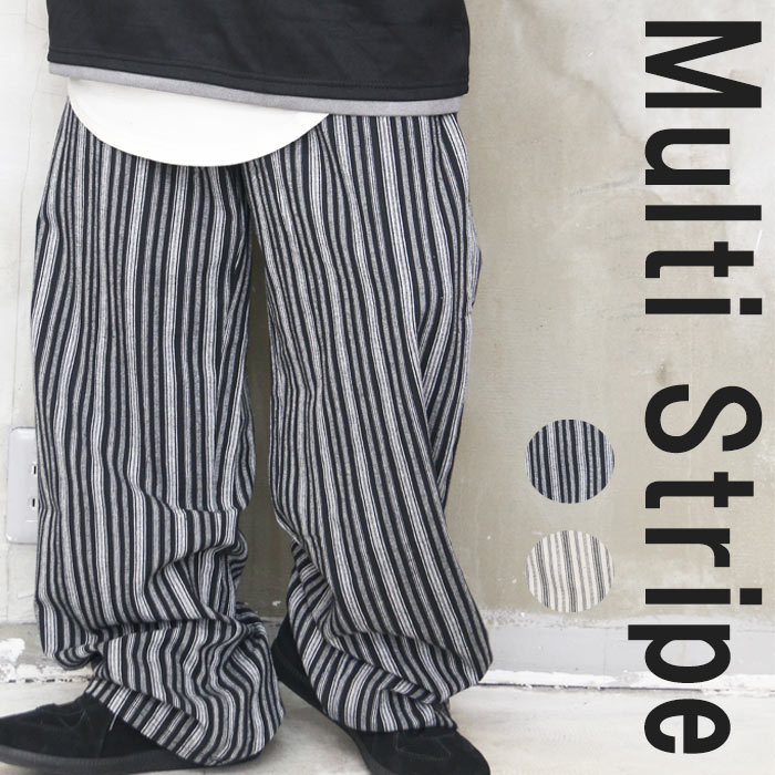 マルチストライプ柄ワイドパンツ メンズ [M便 1/1] ワイドパンツ