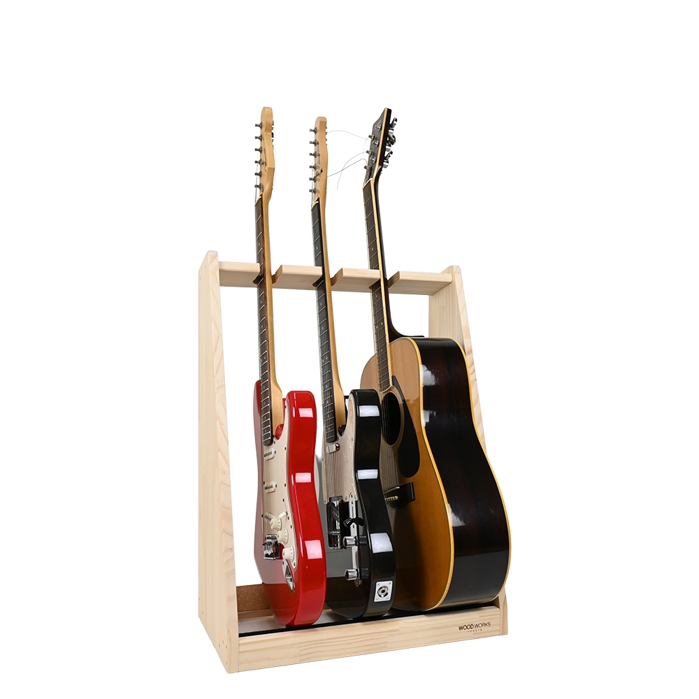 WOODWORKS ギタースタンド 3本掛 エレキギター・ベース用 木製 日本製