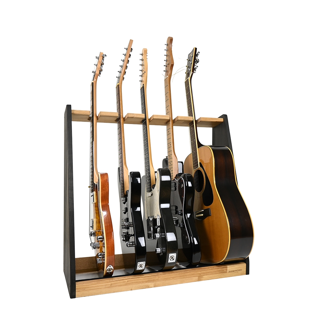WOODWORKS ギタースタンド 5本掛 エレキギター・ベース用 木製 日本製 