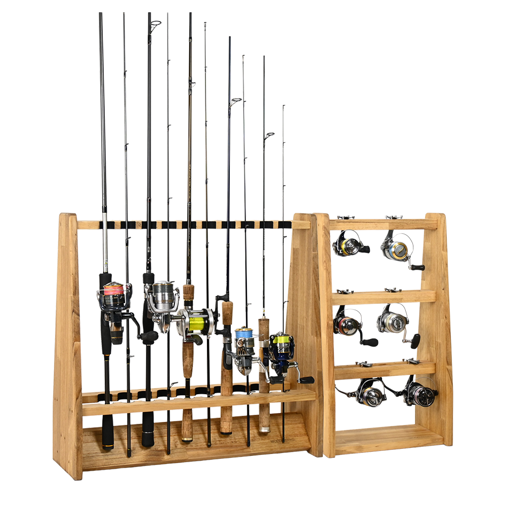 WOODWORKS ロッドスタンド 両面19本掛 (フェルト：ブラック)+ リール