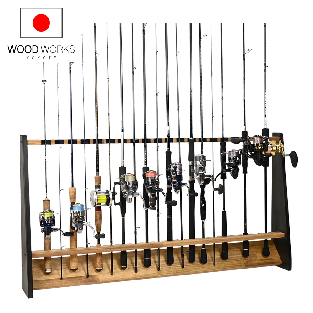 WOODWORKS ロッドスタンド 20本掛 (色：ライトブラウン×ブラックウッド