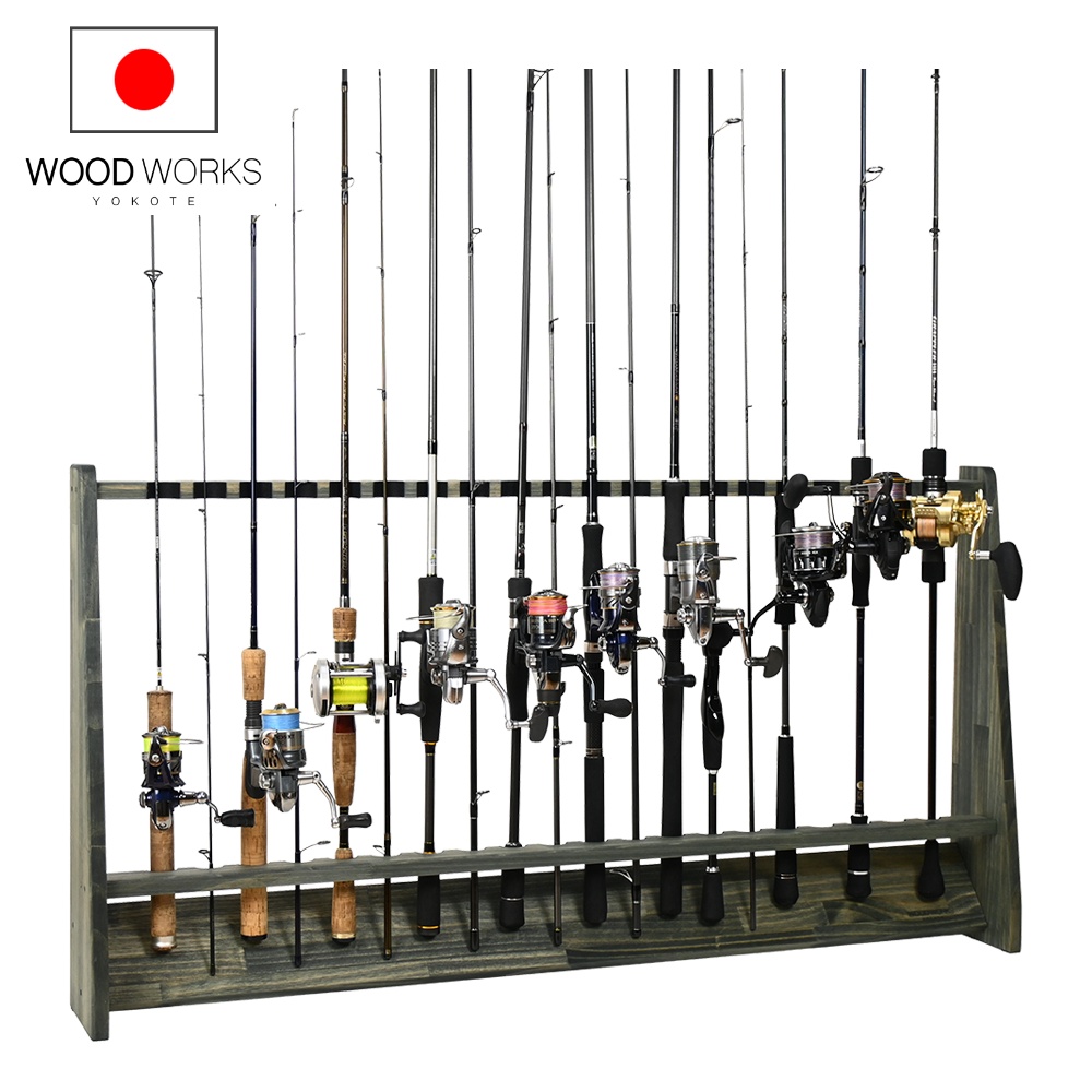 WOODWORKS ロッドスタンド 20本掛 (色：ブラウン) 木製 日本製 片面