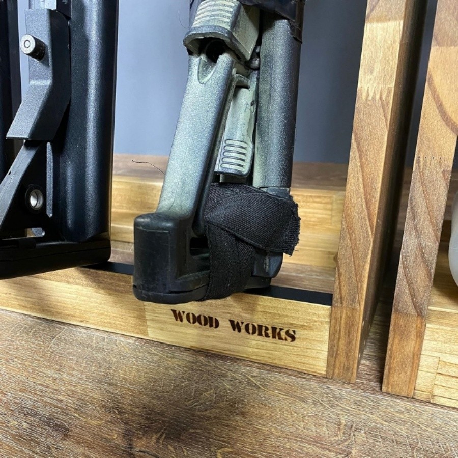 WOODWORKS ガンラック 5丁掛 ( 色：ライトブラウン) 木製 日本