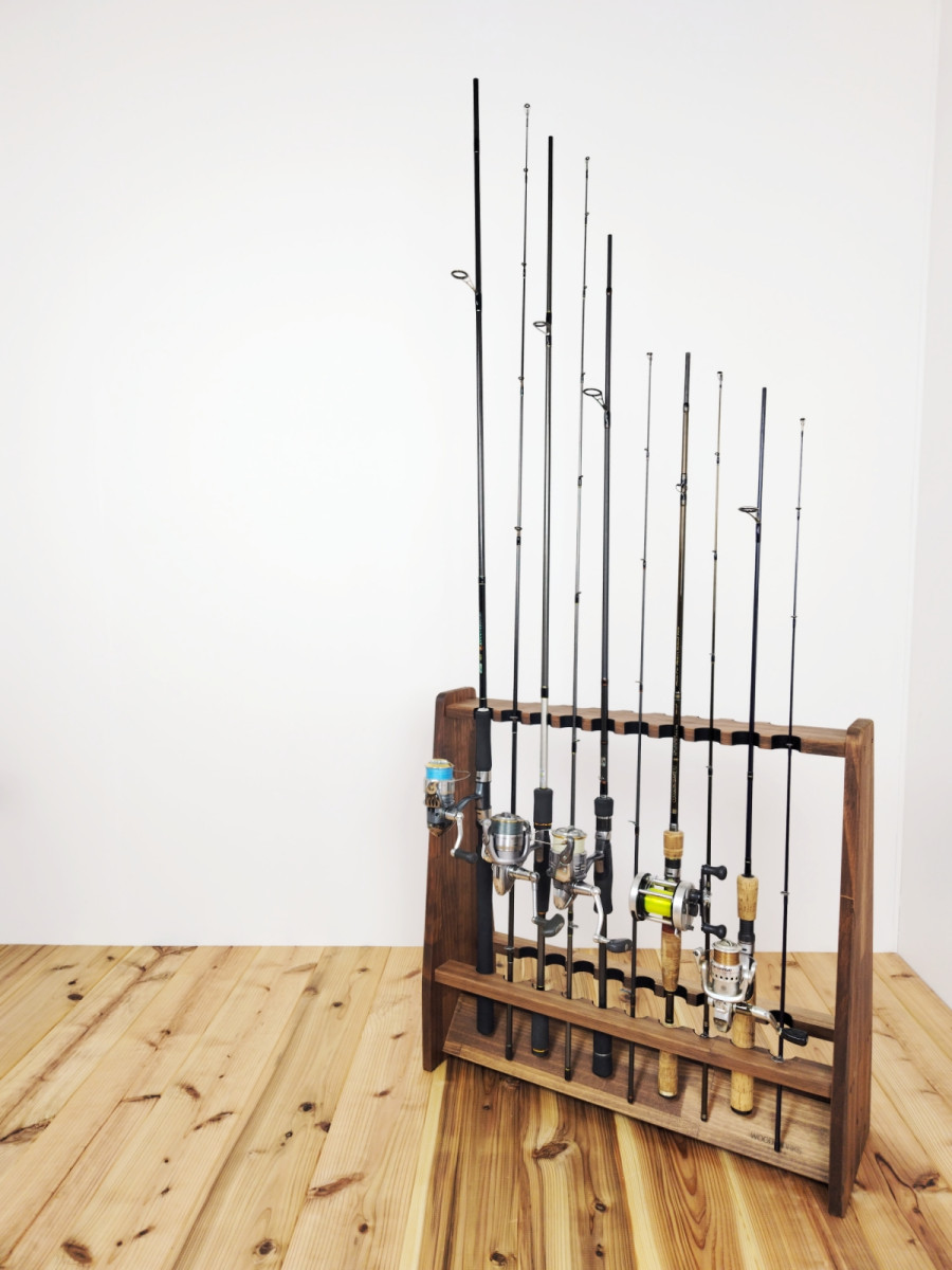 WOODWORKS ロッドスタンド 19本掛 (色：ブラウン) 木製 日本製 両面