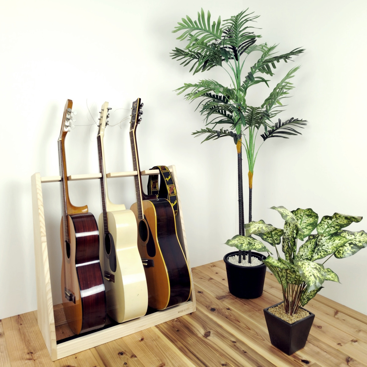 WOODWORKS ギタースタンド 3本掛 アコースティックギター 木製