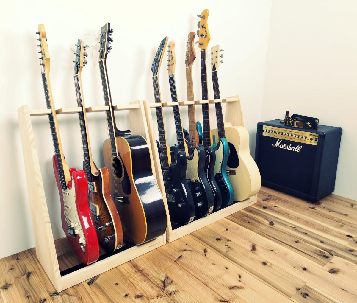 WOODWORKS ギタースタンド 5本掛 エレキギター・ベース用 木製