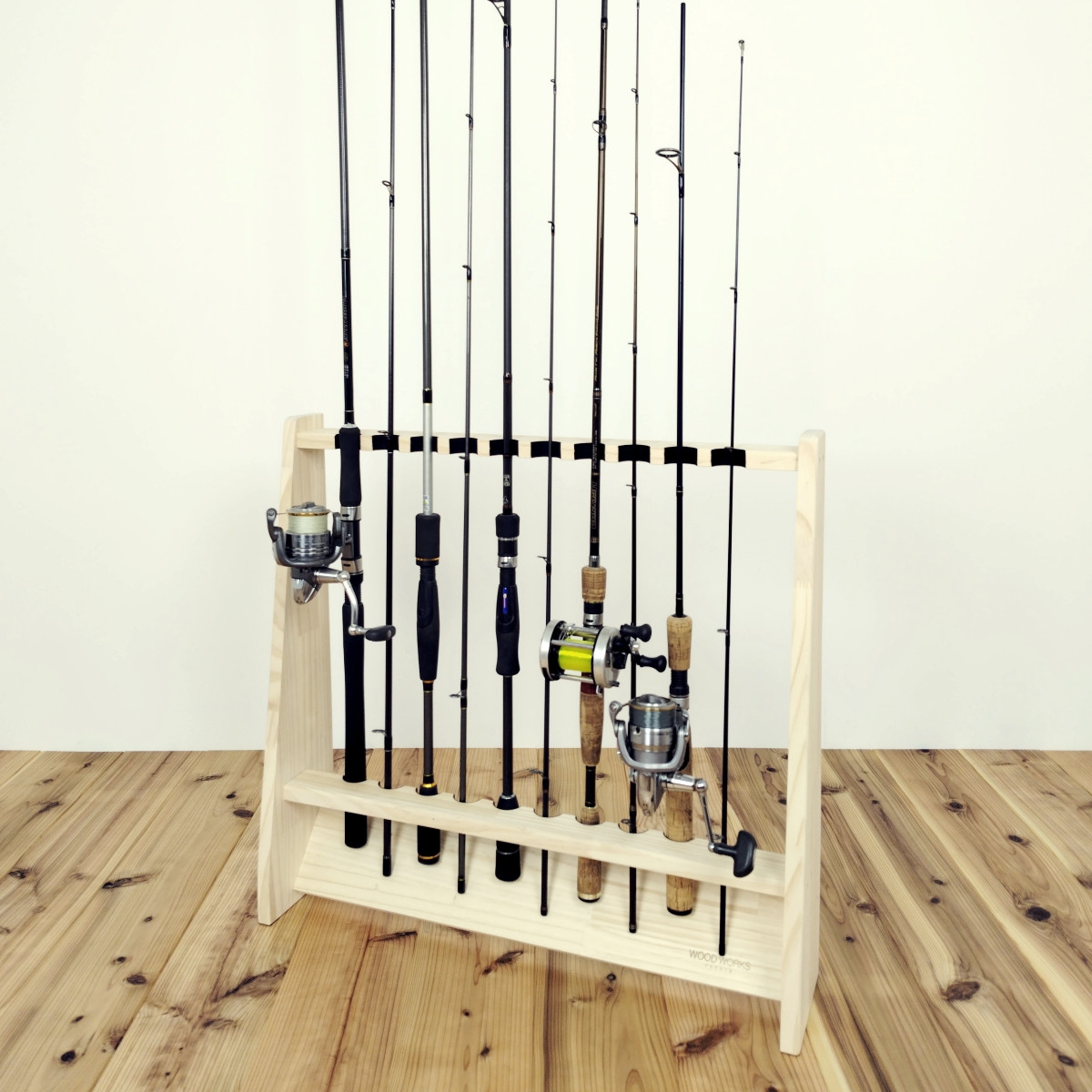 WOODWORKS ロッドスタンド 10本掛 (色：ナチュラル) 木製 日本製