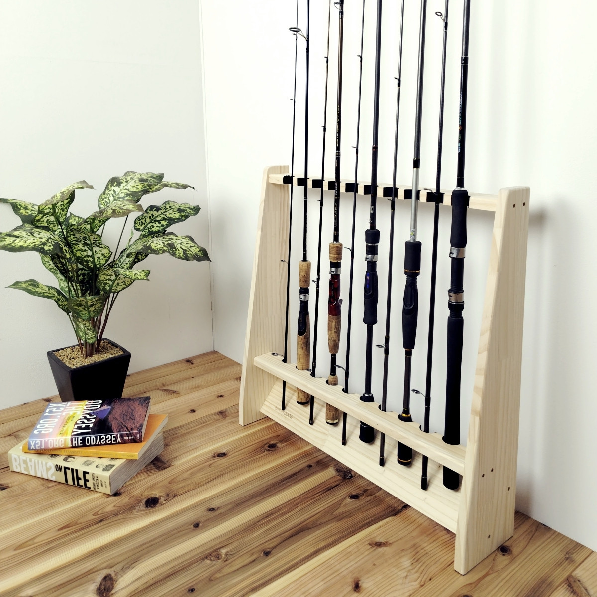 WOODWORKS ロッドスタンド 10本掛 (色：ナチュラル) 木製 日本製