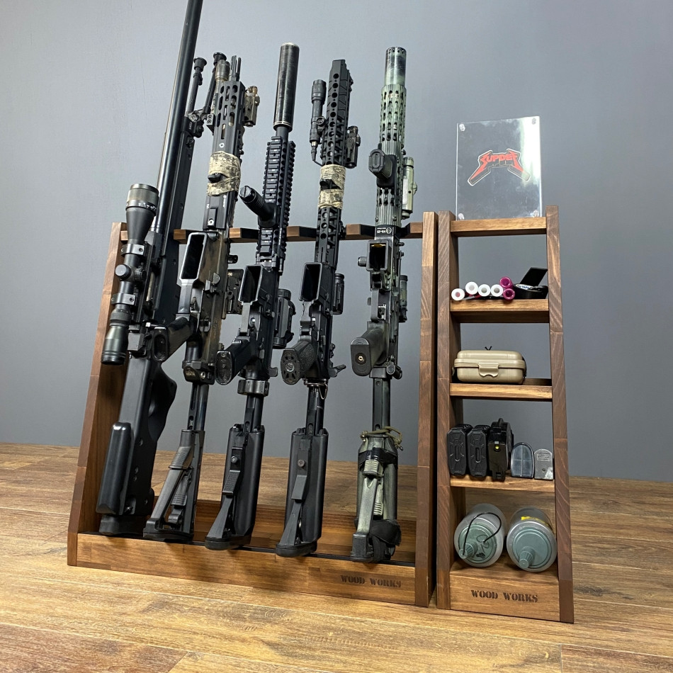 期間限定キャンペーン 色：ブラウン ( 5丁掛 ガンラック WOODWORKS ) 日本製 木製 トイガン