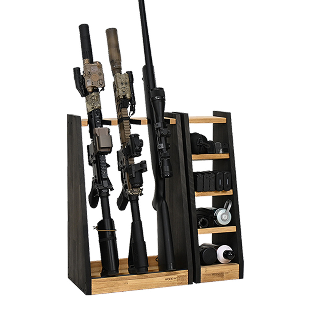 WOODWORKS ガンラック 3丁掛 + マガジンラック お得な2点セット 木製